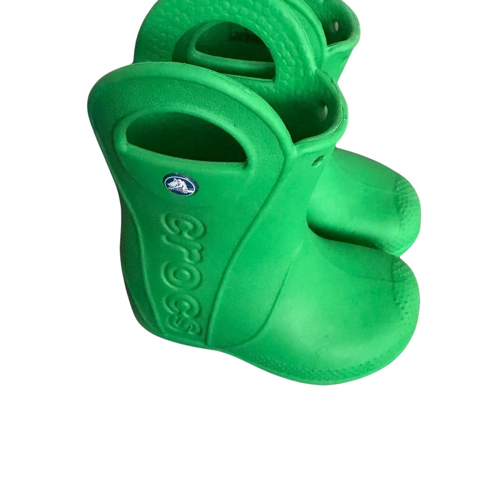 CROCS Bright Green Kids Waterproof Handle Rain Boots